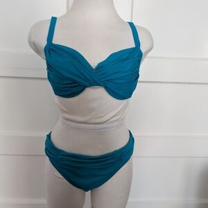 Turquoise two-piece bathing suit